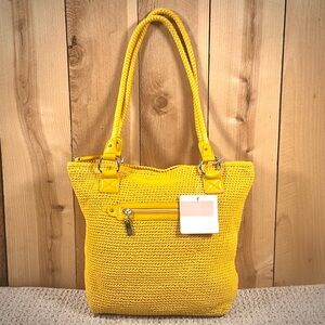 Lina Yellow Crochet Knit Tote Bag NWT Shoulder Handbag Summer Boho Beach Purse